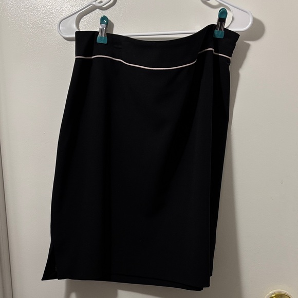 Black Women's Blazer with White Trim and Matching Skirt - Picture 3 of 5